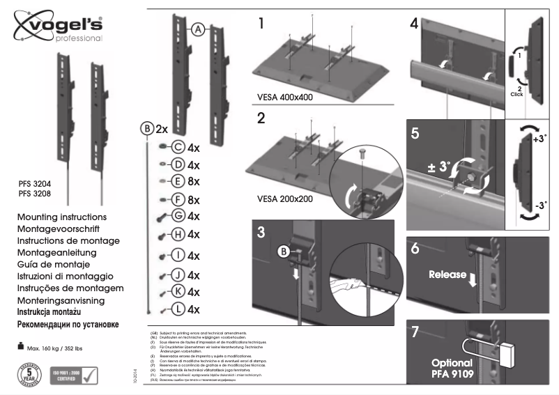 Page 1 de la notice Manuel utilisateur Vogel's PFS 3204