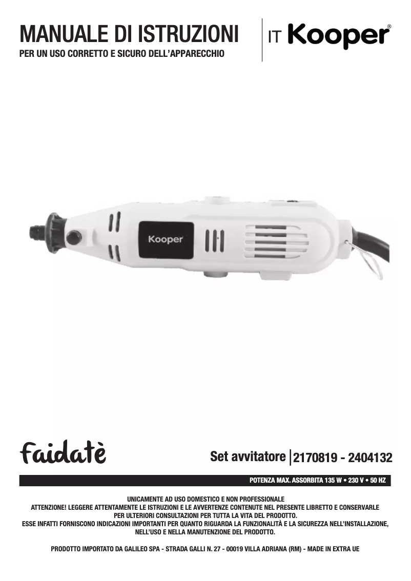 Page 1 de la notice Manuel utilisateur Kooper 2170819