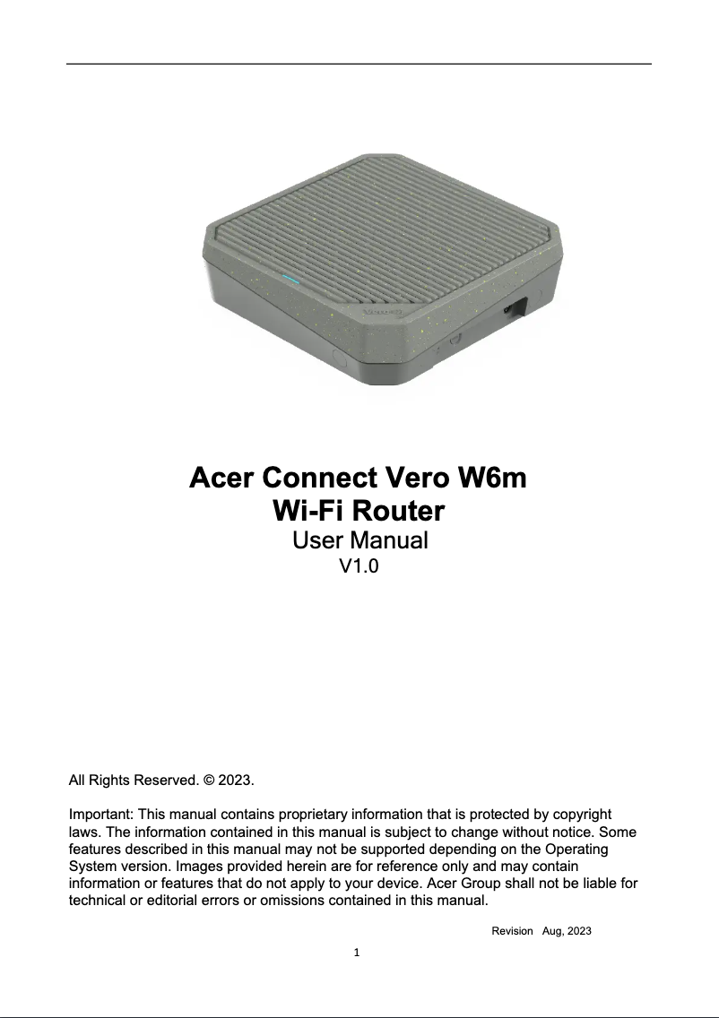 Page n°1 - Manuel utilisateur Acer Connect Vero W6m