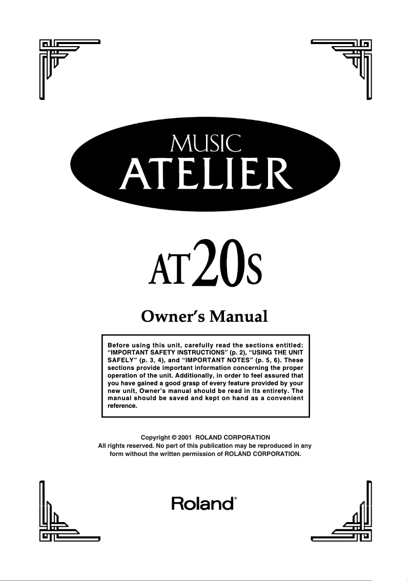 Image de la première page du manuel de l'appareil AT-20S