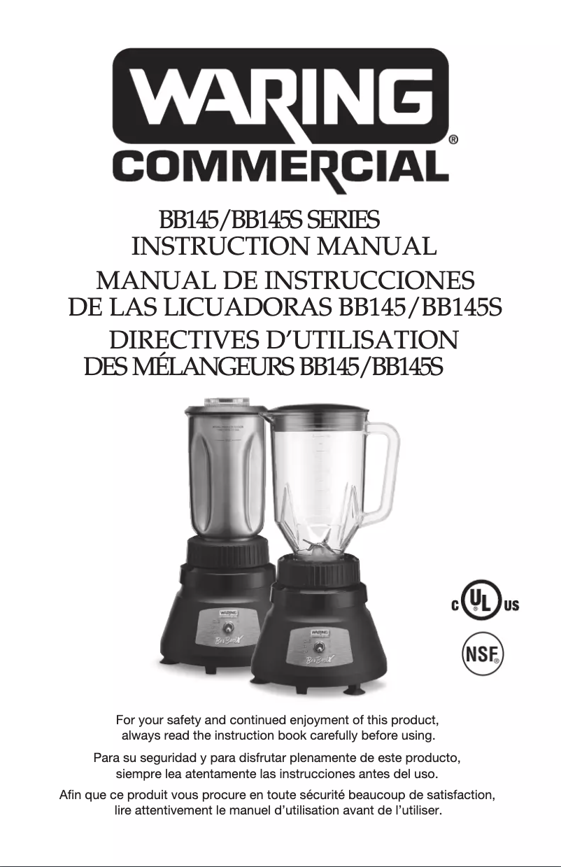 Page 1 de la notice Manuel utilisateur Waring Commercial BB145S
