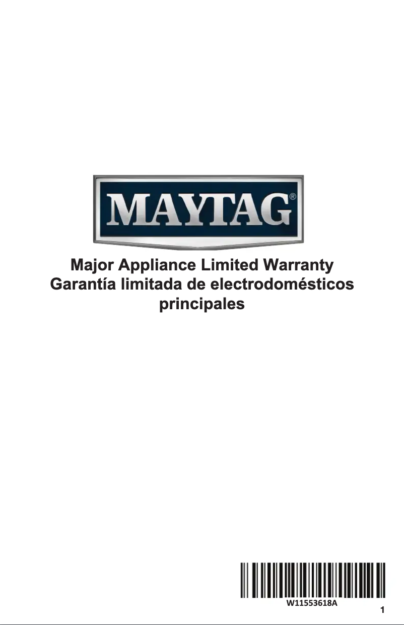 Page 1 de la notice Informations de garantie Maytag MMV4207JW