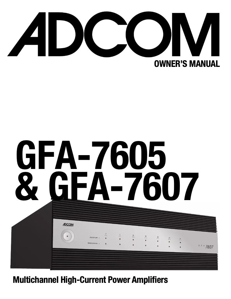 Page 1 de la notice Manuel utilisateur Adcom GFA-7605