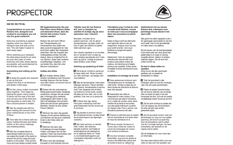 Page 1 de la notice Manuel utilisateur Robens Prospector