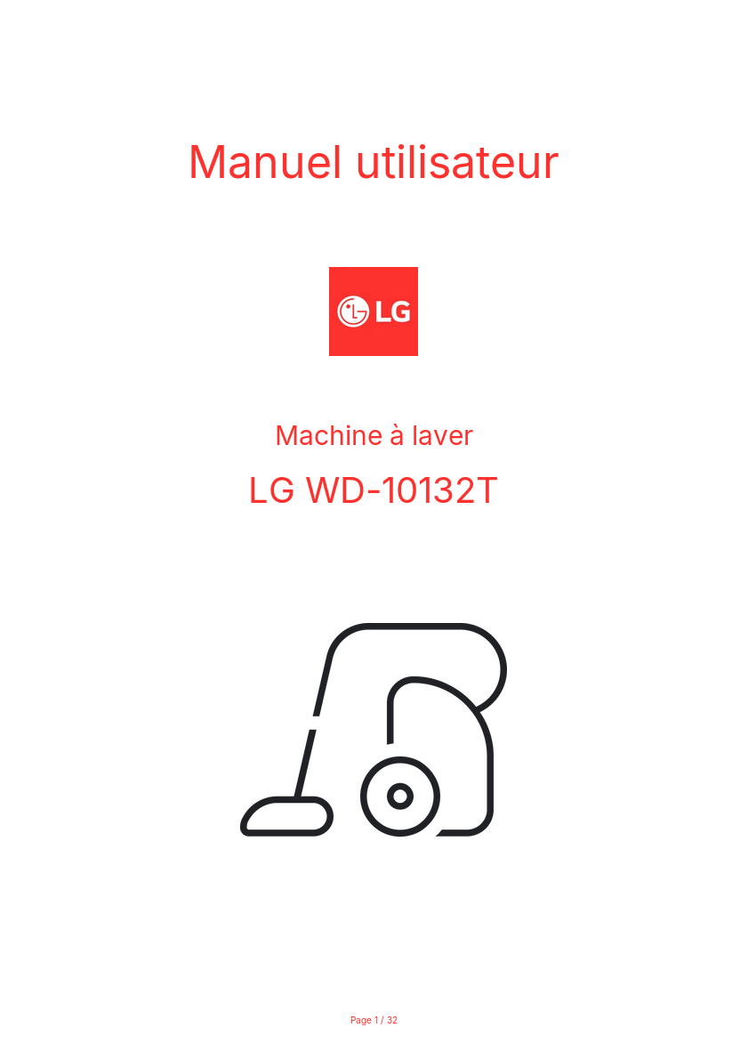Page n°1 - Manuel utilisateur LG WD-10132T