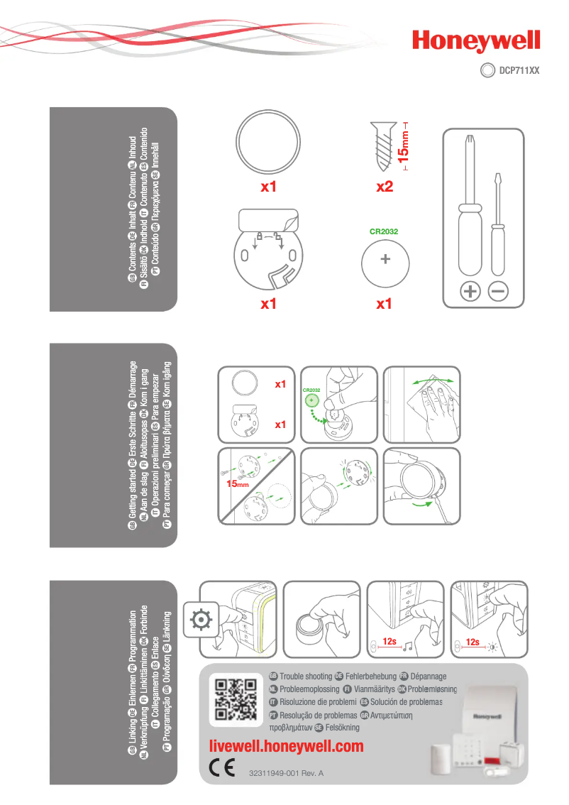 Page 1 de la notice Manuel utilisateur Honeywell DCP711
