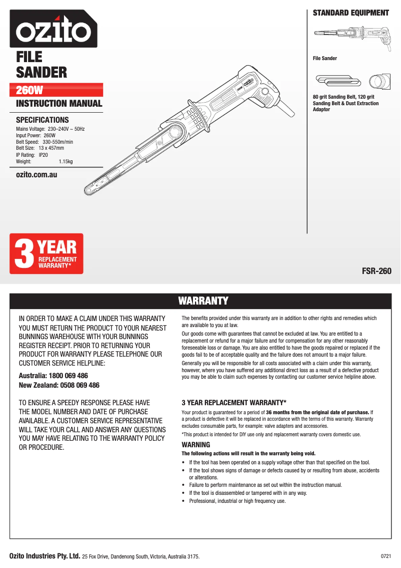 Página 1 del manual Manual de usuario Ozito FSR-260