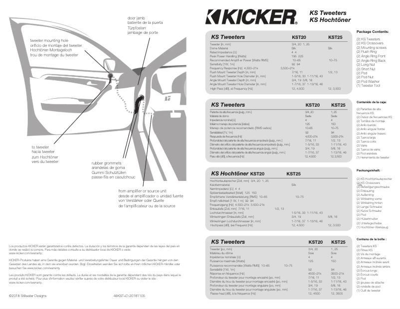 Page 1 de la notice Manuel utilisateur Kicker 46KST2504