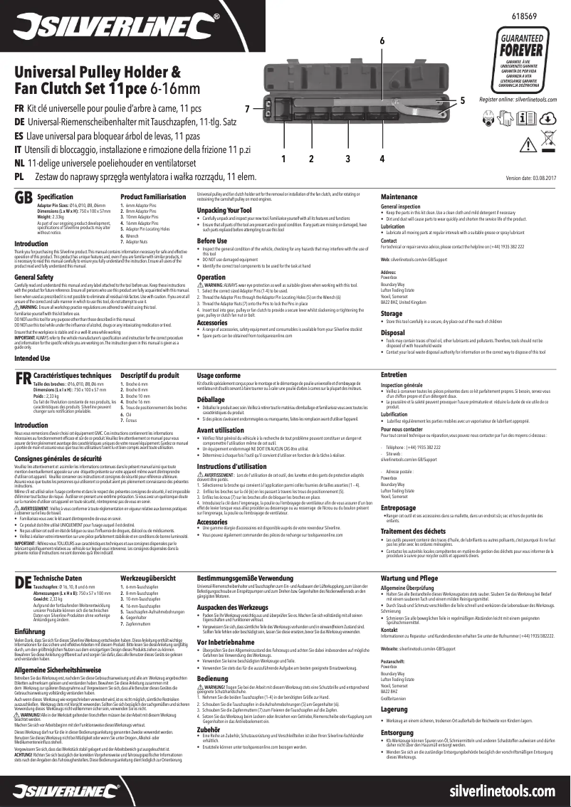 Page 1 de la notice Manuel utilisateur Silverline 618569