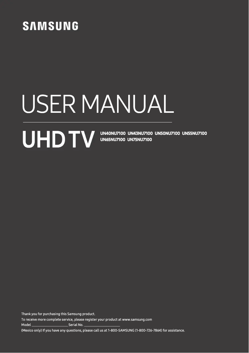 Image de la première page du manuel de l'appareil UN65NU7100FXZX