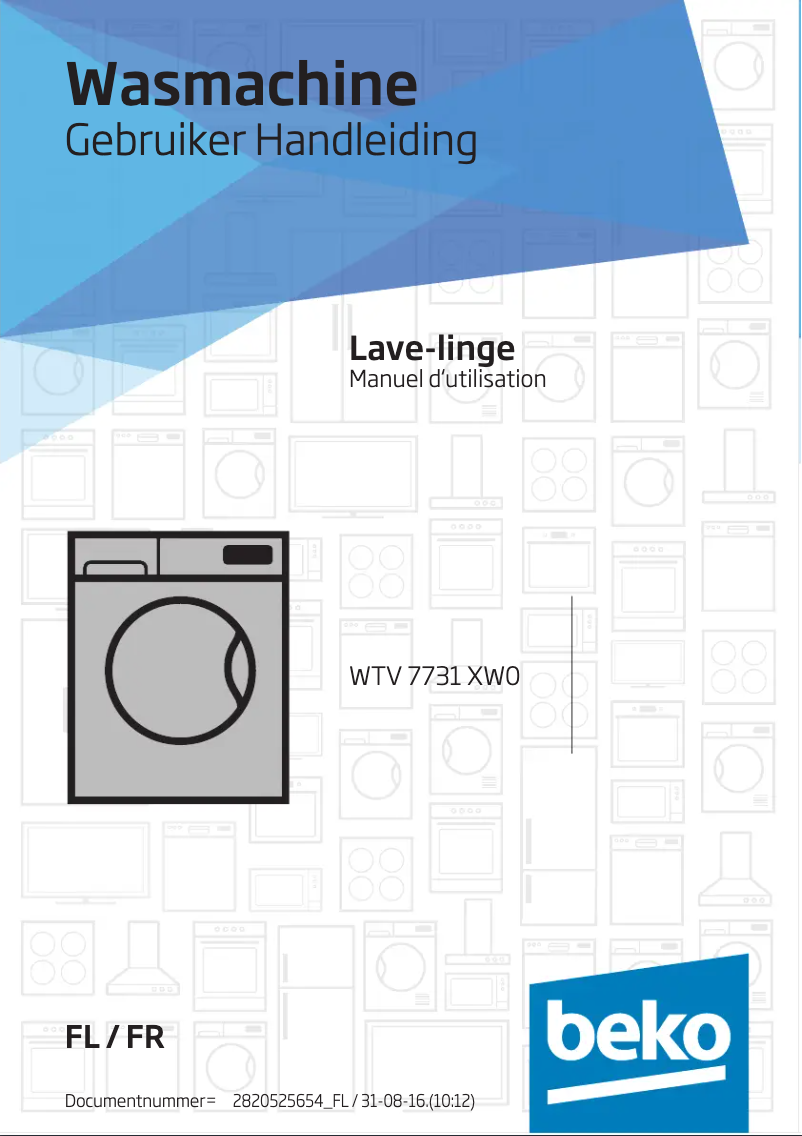 Page 1 de la notice Manuel utilisateur Beko WTV 7731 XW0