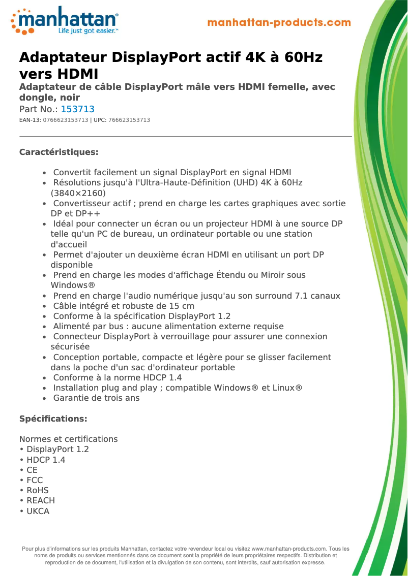 Page n°1 - Fiche technique Manhattan 153713