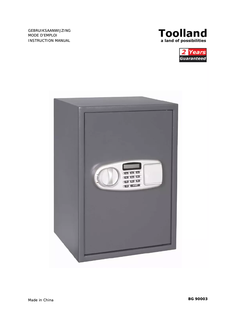 Page 1 de la notice Manuel utilisateur Toolland BG90003