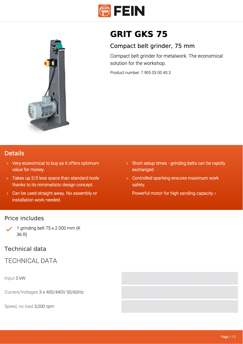 Image de la première page du manuel de l'appareil GRIT GKS 75