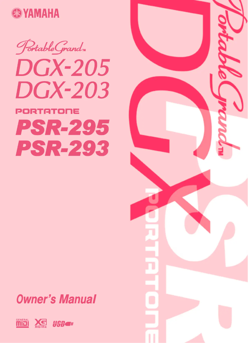 Image de la première page du manuel de l'appareil PortableGrand DGX-203