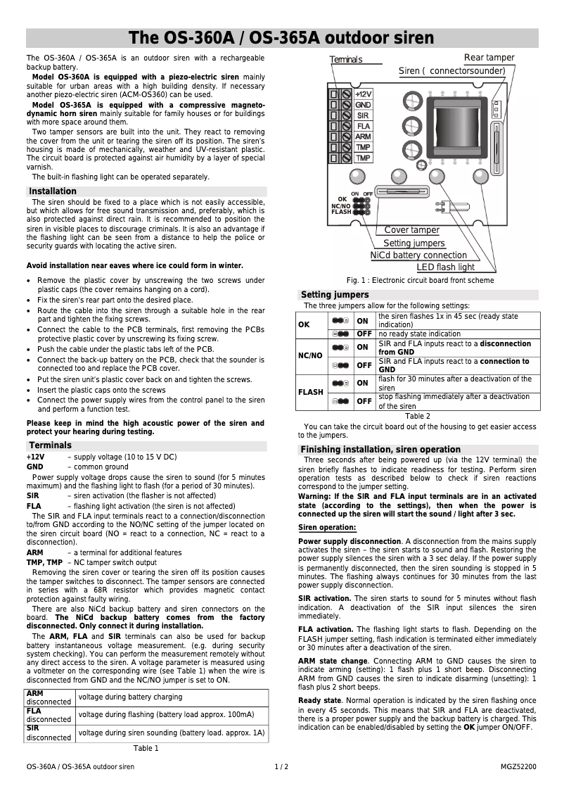 Image de la première page du manuel de l'appareil OS-360A