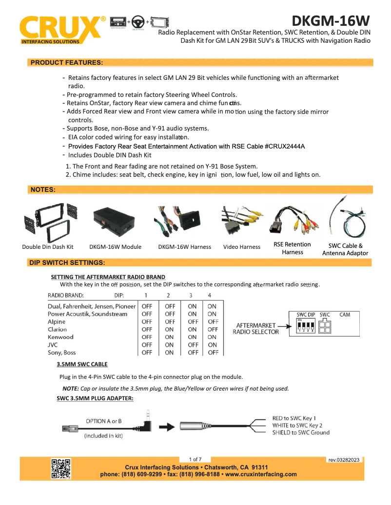Page 1 de la notice Manuel utilisateur CRUX DKGM-16W