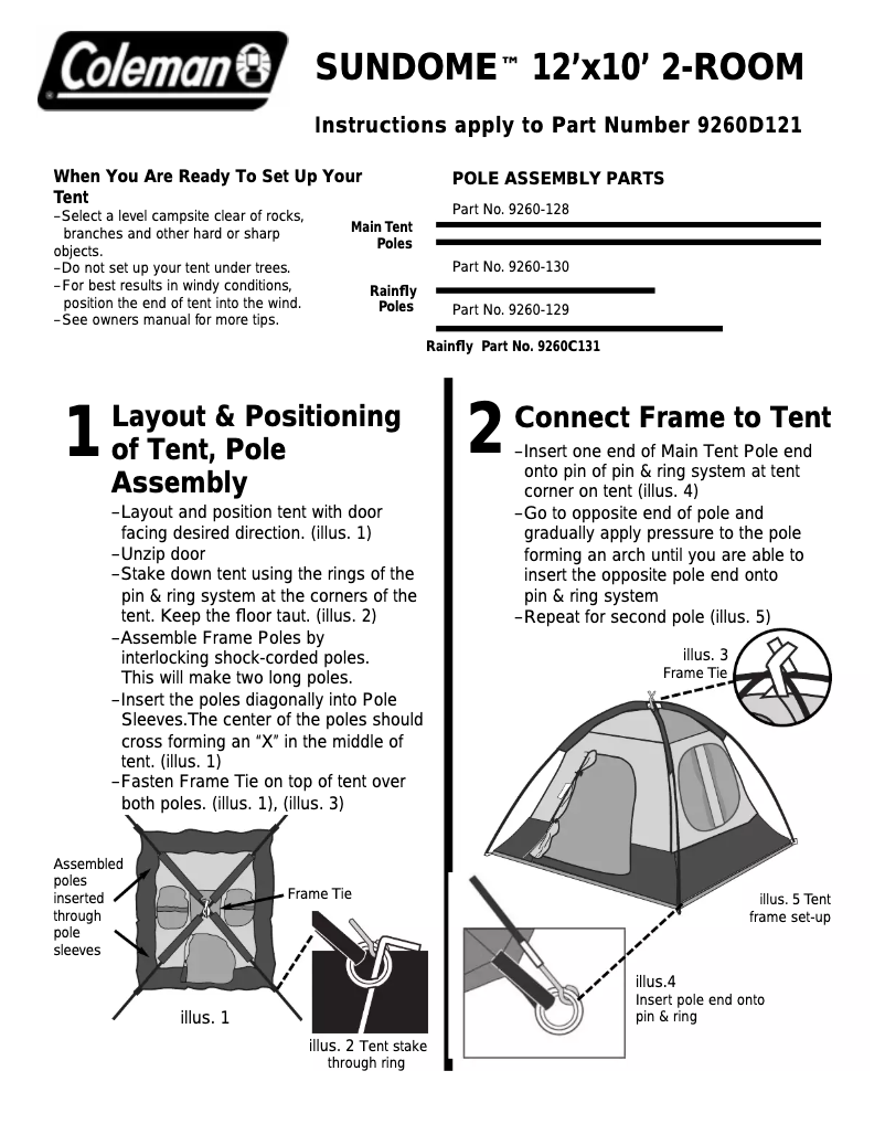 Page n°1 - Manuel utilisateur Coleman Sundome 12x10