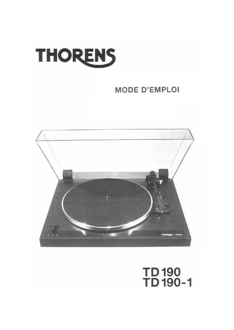 Page 1 de la notice Mode d'emploi Thorens TD 190-1