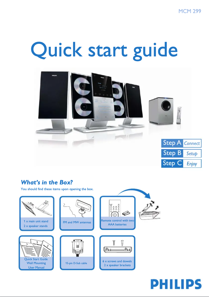 Página 1 del manual Guía de inicio rápido Philips MCM299