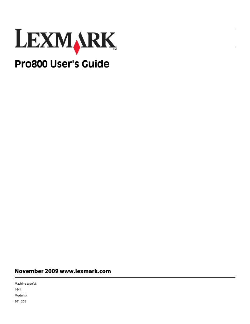 Page 1 de la notice Manuel utilisateur Lexmark Prestige Pro 805