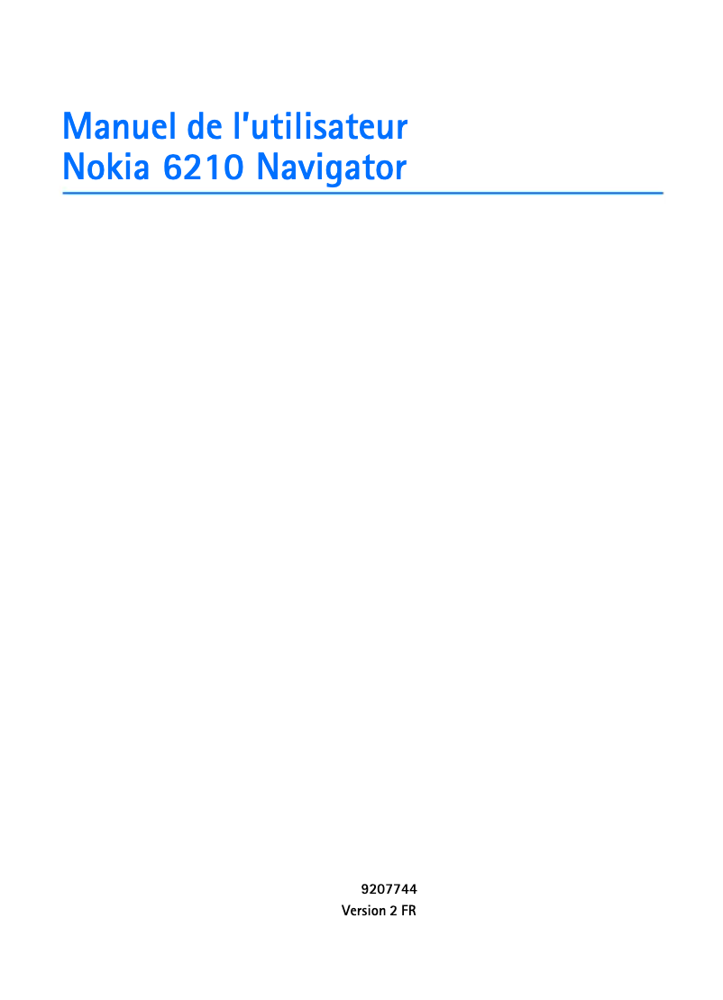 Image de la première page du manuel de l'appareil 6210 Navigator