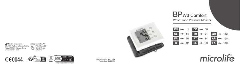 Page n°1 - Manuel utilisateur Microlife BP W3 Comfort