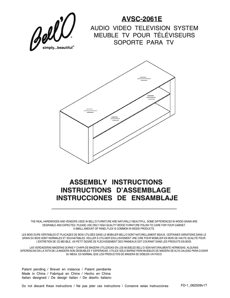 Page n°1 - Manuel utilisateur Bell'O AVSC-2061E