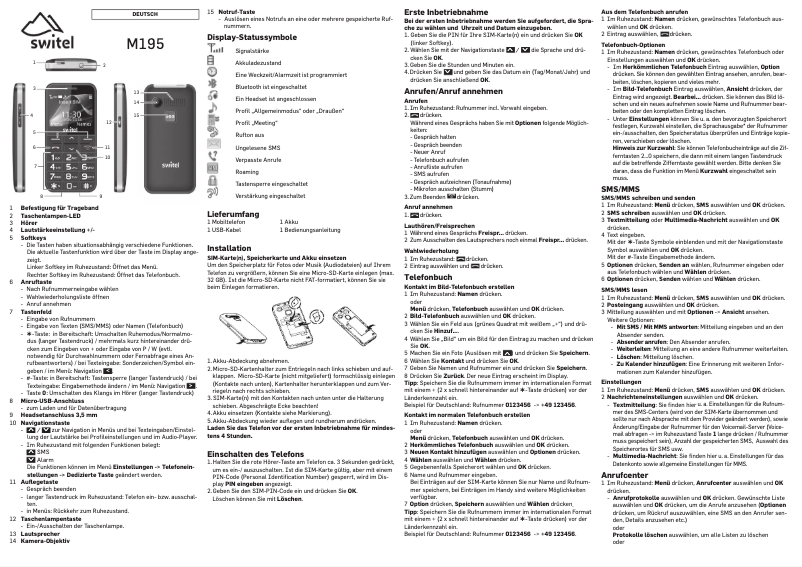 Page n°1 - Manuel utilisateur Switel M195