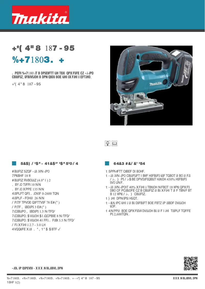 Page 1 de la notice Fiche technique Makita DJV180RMJ