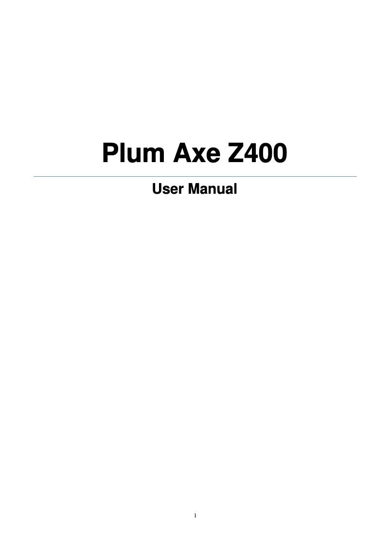 Page 1 de la notice Manuel utilisateur Plum Axe Z400