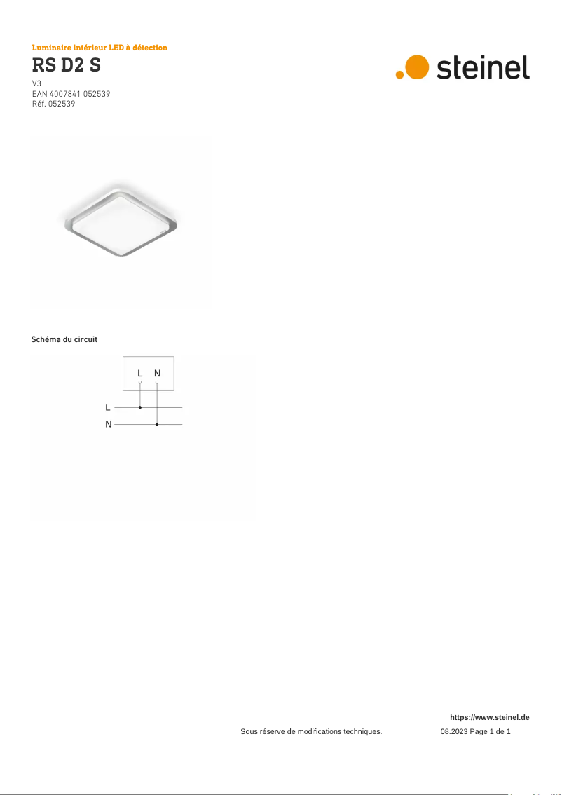 Image de la première page du manuel de l'appareil RS D2 S