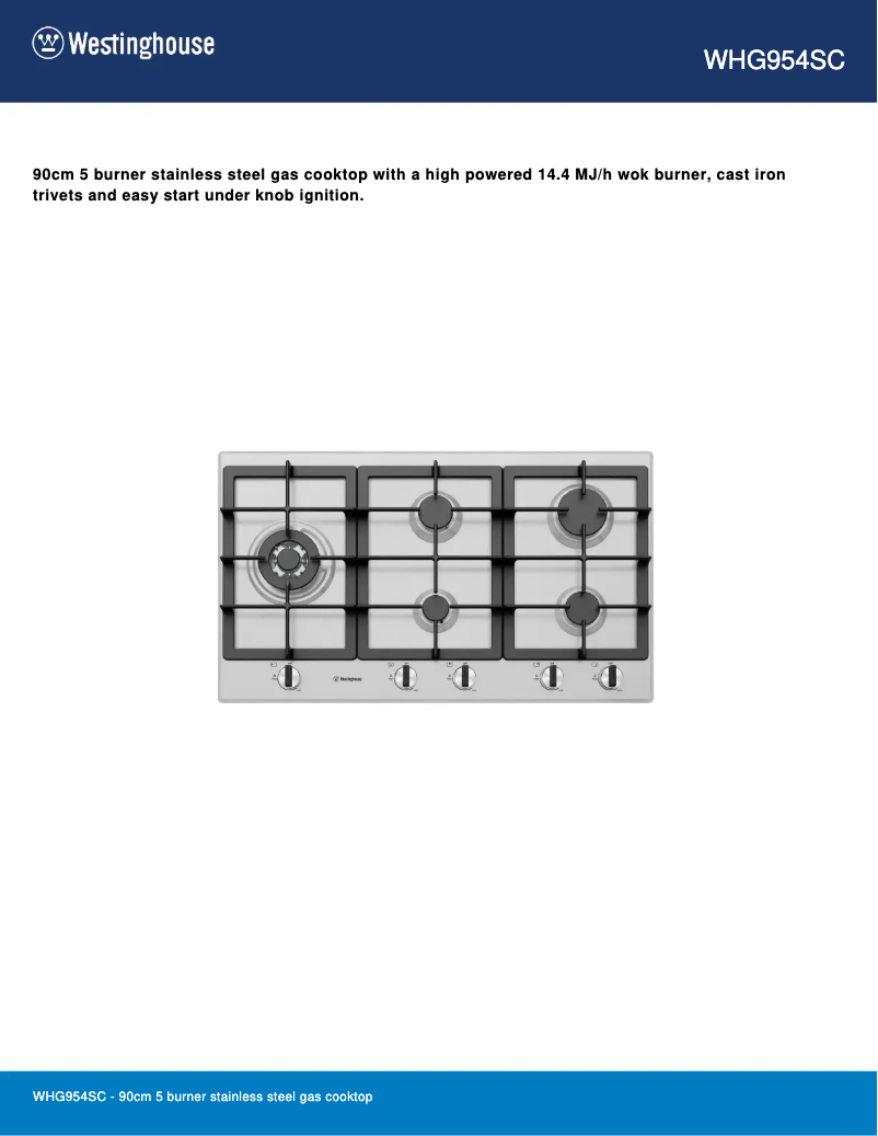 Image de la première page du manuel de l'appareil WHG954SC