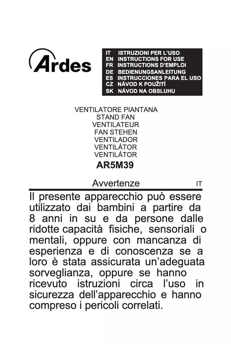Page n°1 - Manuel utilisateur Ardes AR5M39