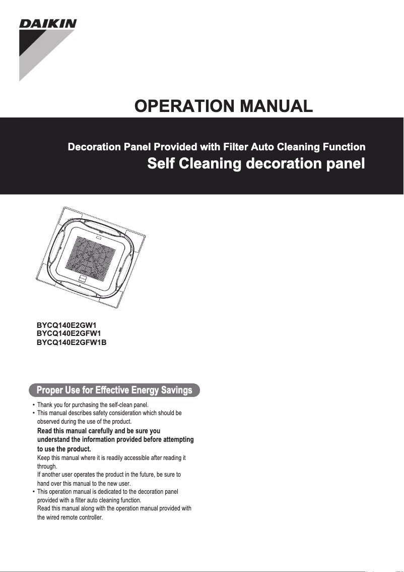 Page 1 de la notice Manuel utilisateur Daikin BYCQ140E2GFW1