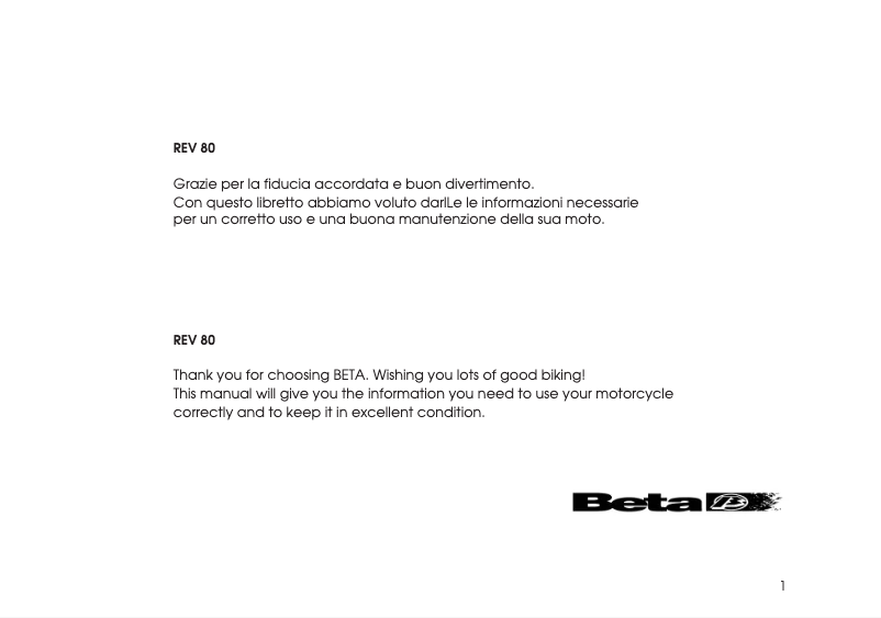 Página 1 del manual Manual de usuario Beta REV 80 (2008)