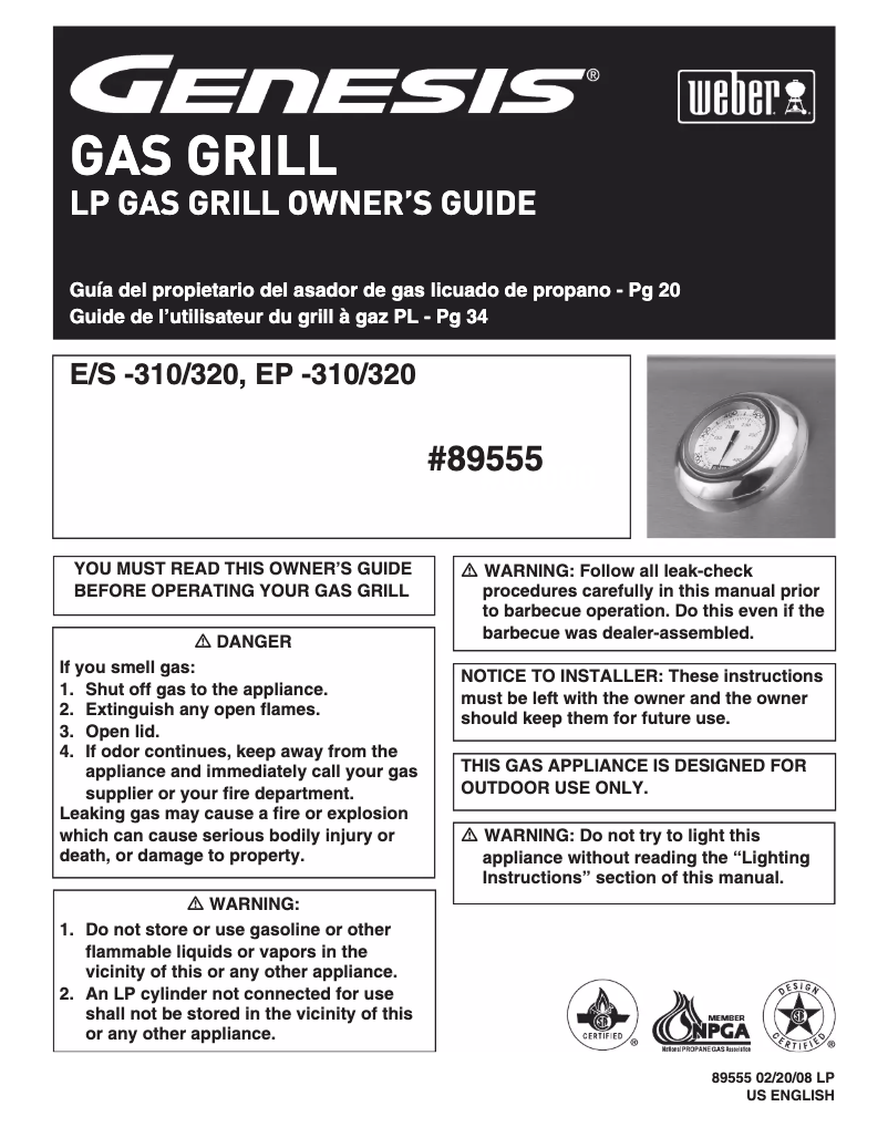 Page 1 de la notice Instructions / montage Weber Genesis E-320