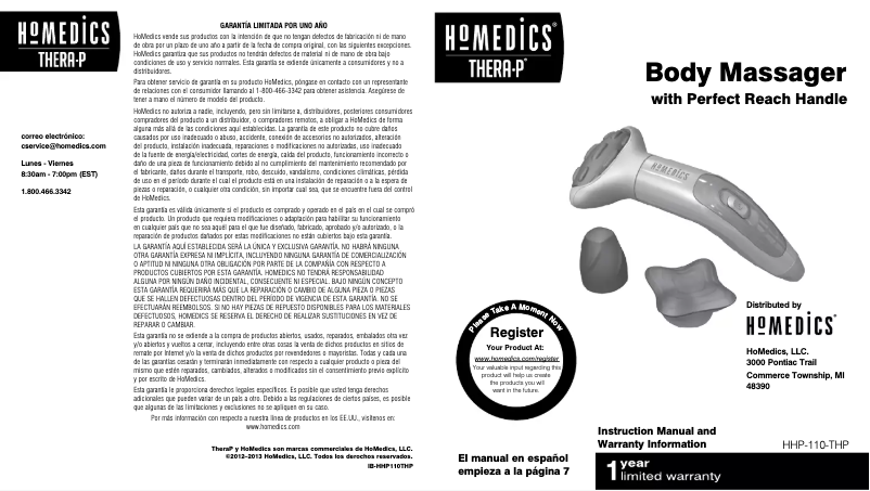 Page n°1 - Manuel utilisateur Homedics HHP-110-THP