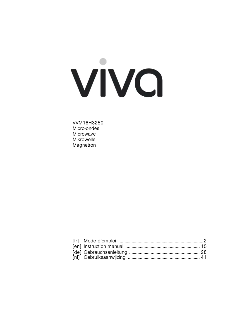 Page n°1 - Manuel utilisateur Viva VVM16H3250