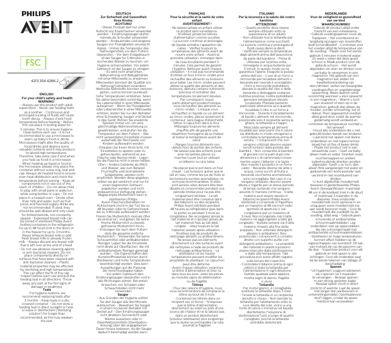 Page 1 de la notice Manuel utilisateur Philips Avent SCF043