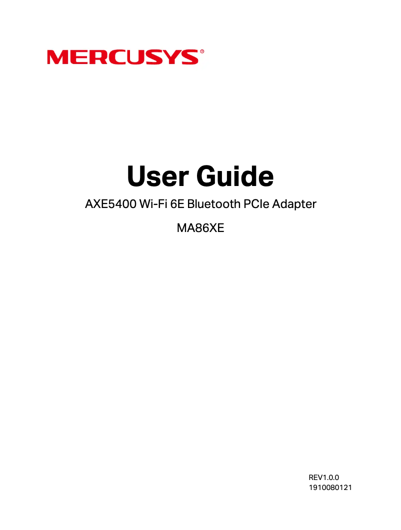 Page 1 de la notice Manuel utilisateur Mercusys MA86XE