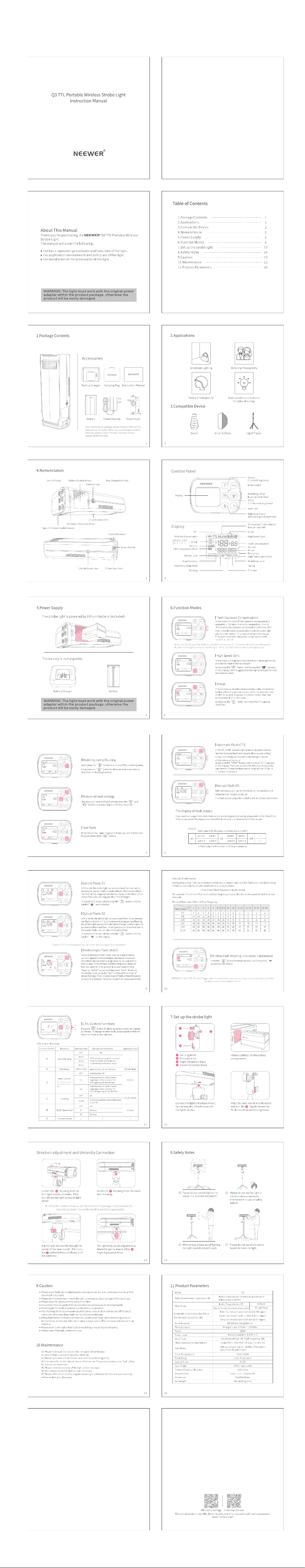 Page 1 de la notice Manuel utilisateur Neewer Q3