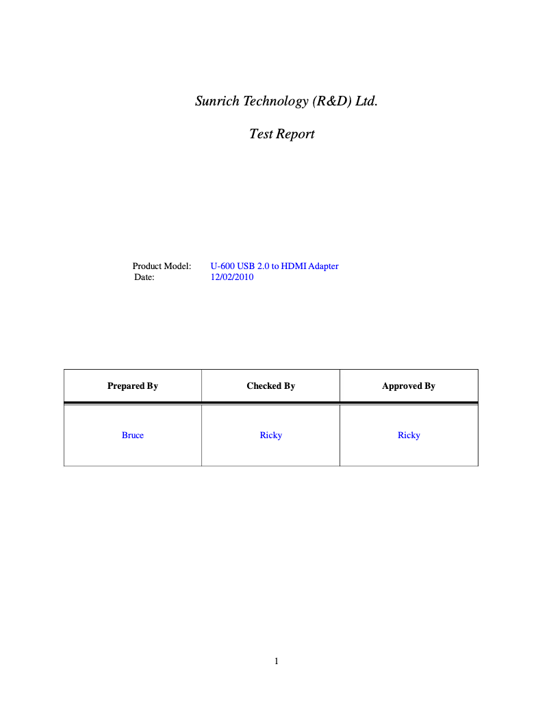 Image de la première page du manuel de l'appareil U-600