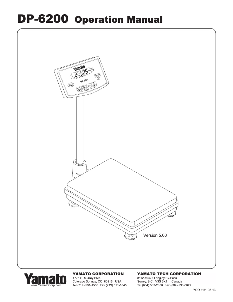 Page 1 de la notice Manuel utilisateur Yamato DP-6200