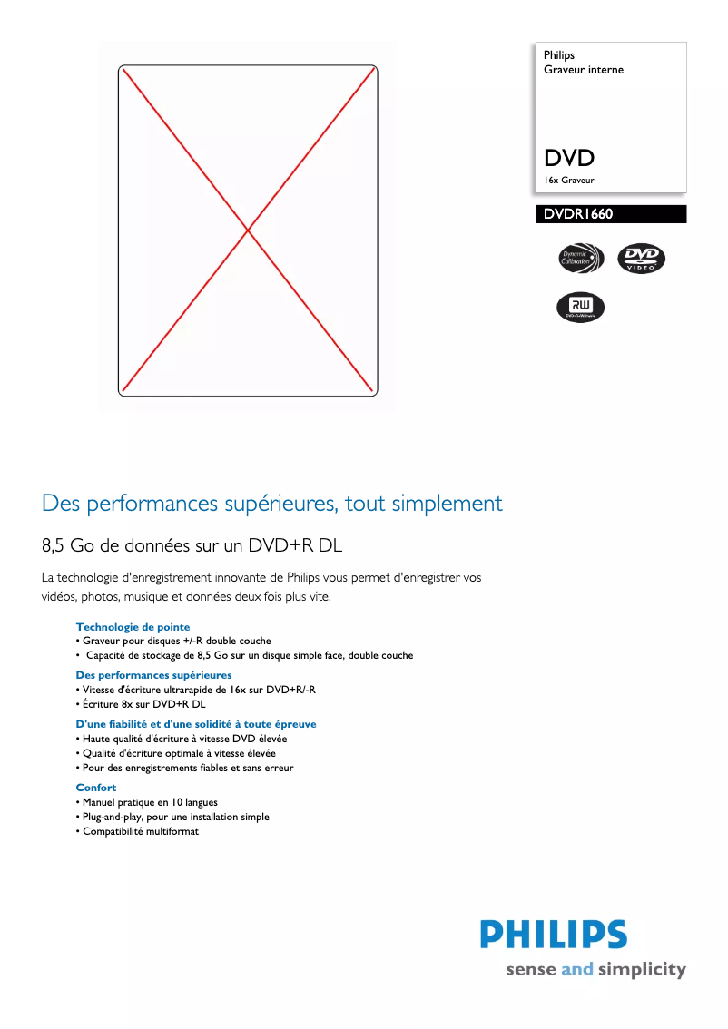 Page n°1 - Fiche technique Philips DVDR1660