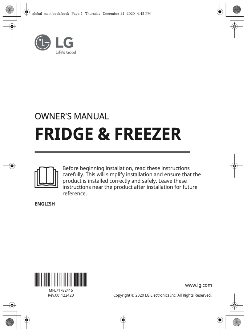 Page 1 de la notice Manuel utilisateur LG GC-B22FTQPL