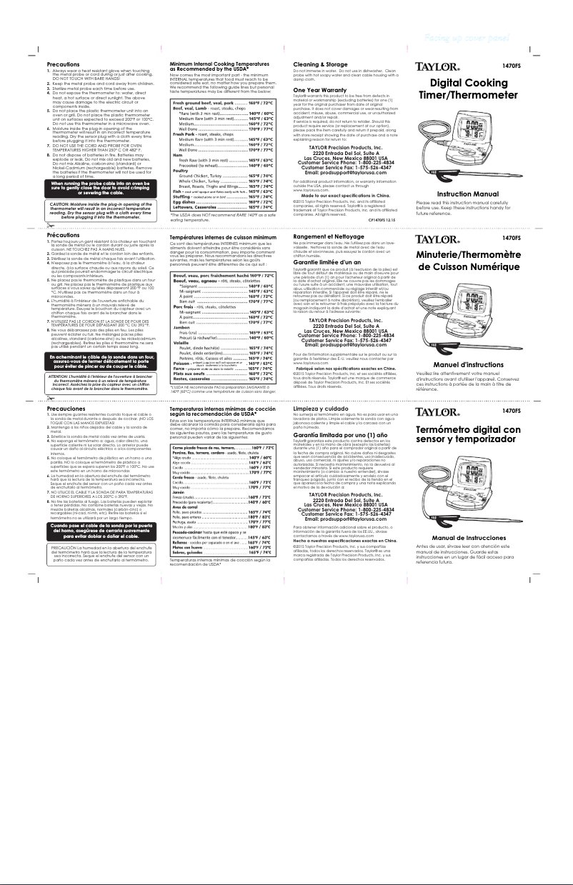 Page 1 de la notice Manuel utilisateur Taylor 1470FS