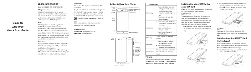 Page 1 de la notice Manuel utilisateur ZTE Blade S7