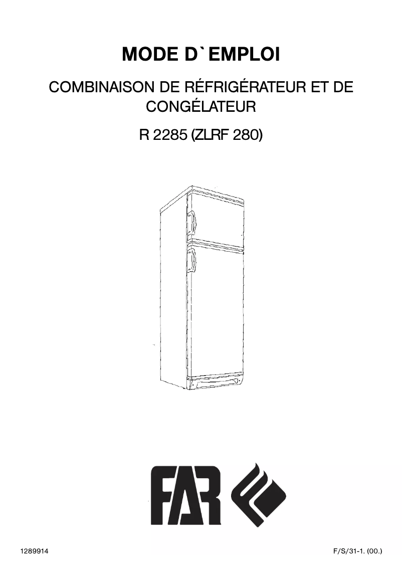 Image de la première page du manuel de l'appareil R2285