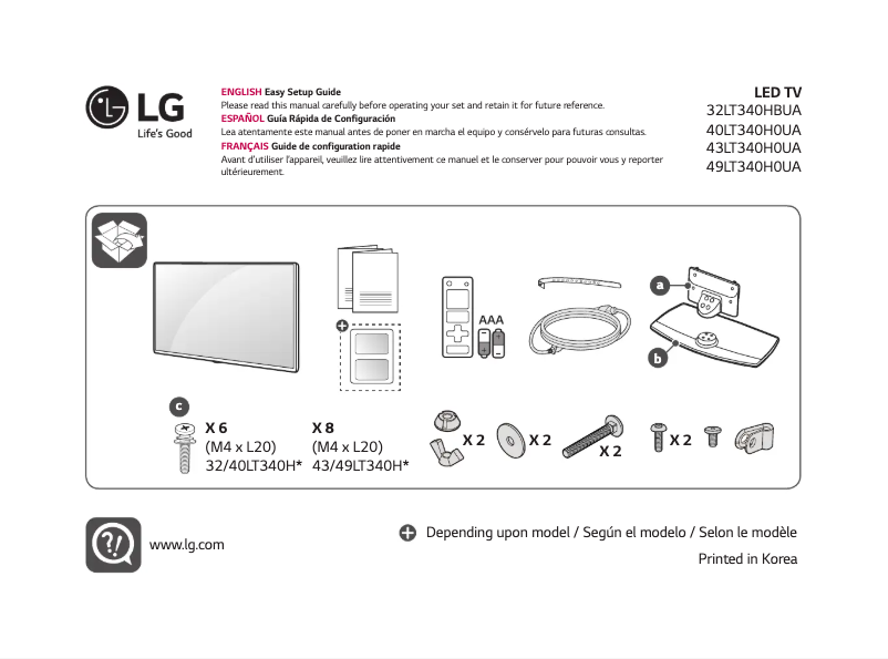 Page 1 de la notice Manuel utilisateur LG 40LT340H0UA